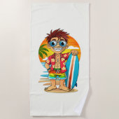 Serviette de plage Surfleur Joyeux – Illustration (Devant)