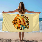 Serviette De Plage Surf's Up Bikini Pin-Up | Retro Surf Shop Graphic