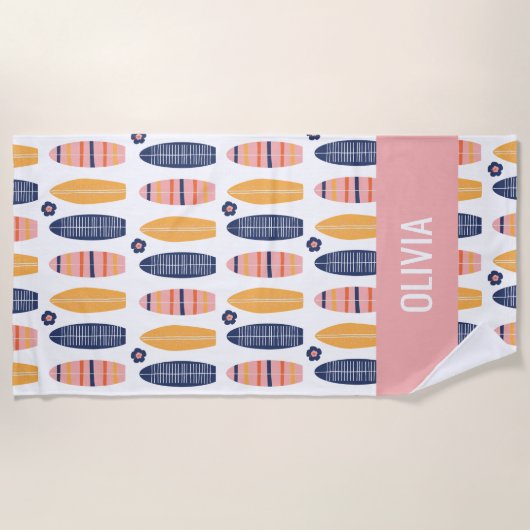 Serviette De Plage Surfs Up Plafond rose et fleurs (Devant)