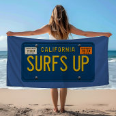 Serviette De Plage Surfs Up Retro 1969 California License Plate Surf