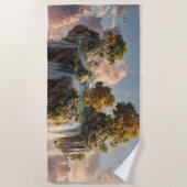 Serviette De Plage Surreal Floating Cliffs With Waterfalls (Devant)