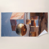 Serviette De Plage Surreal Geometric Composition With Golden Spheres (Devant)