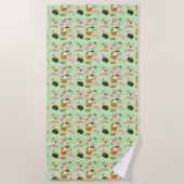 Serviette De Plage Sushi Kawaii Joyeux (Devant)