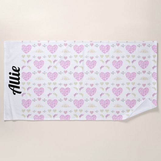 Serviette De Plage Sweet romantic valentine heart (Devant)