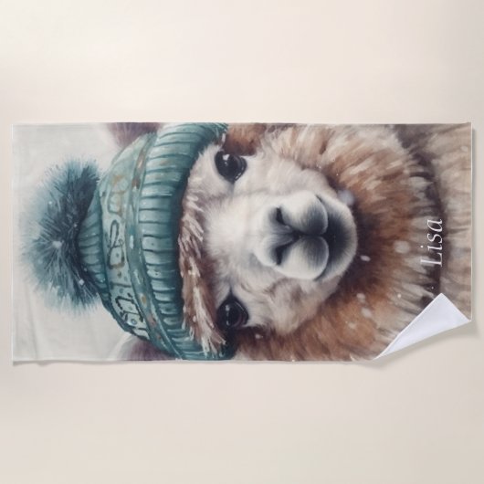Serviette De Plage Sweet Winter Alpaca, coutume (Devant)
