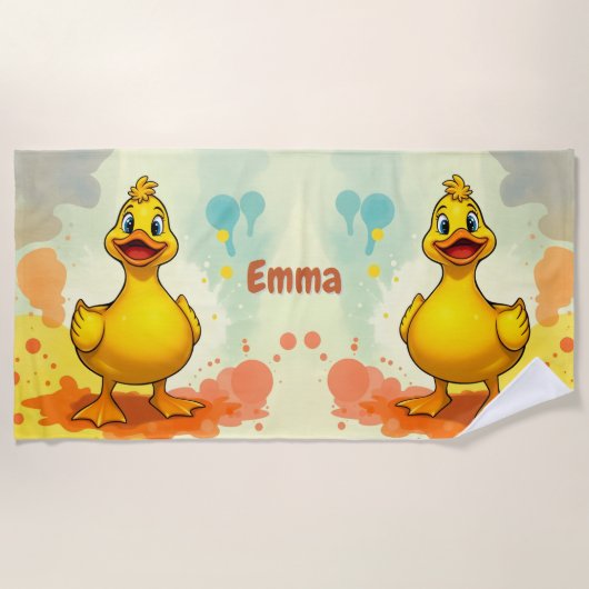 Serviette de plage Sweet Yellow Duck - Nom personn (Devant)