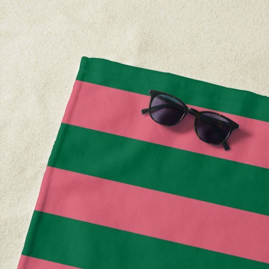 Serviette De Plage Sweetheart Rose Pickle Vert Rayure (En situation)