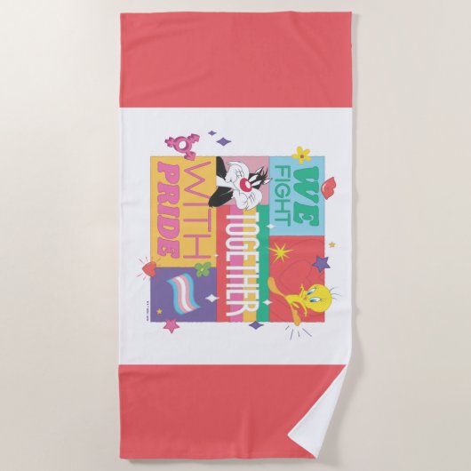 Serviette De Plage SYLVESTER™ & TWEETY™| Nous combattons Avec Fierté (Devant)