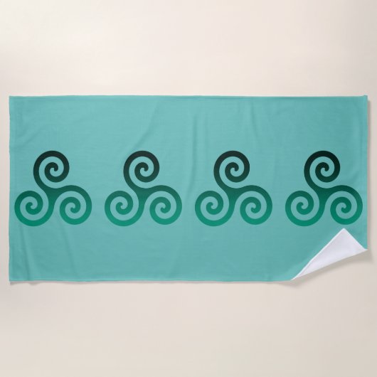 Serviette De Plage Symbole celtique antique Triskele vert (Devant)