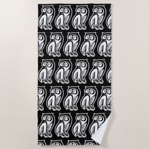 Serviette De Plage Symbole de hibou blanc
