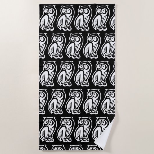 Serviette De Plage Symbole de hibou blanc (Devant)