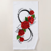 Serviette De Plage Symbole d'infini avec des roses rouges (Devant)