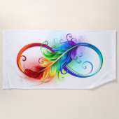 Serviette De Plage Symbole d'infini avec plume arc-en-ciel (Devant)