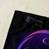 Serviette De Plage Symbole d'infini néon avec colibri brillant (En situation)