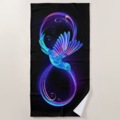 Serviette De Plage Symbole d'infini néon avec colibri brillant (Devant)