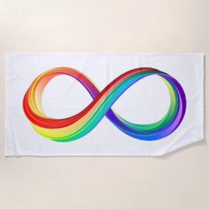 Serviette De Plage Symbole d'infinité arc-en-ciel stratifié