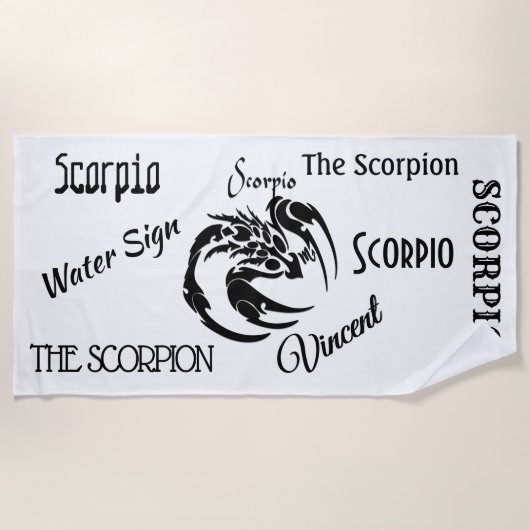 Serviette De Plage Symbole et signe du zodiaque du scorpion (Devant)