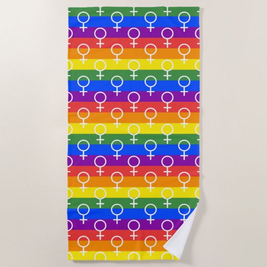 Serviette De Plage Symbole féminin Motif arc-en-ciel (Devant)