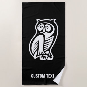 Serviette De Plage Symbole hibou blanc