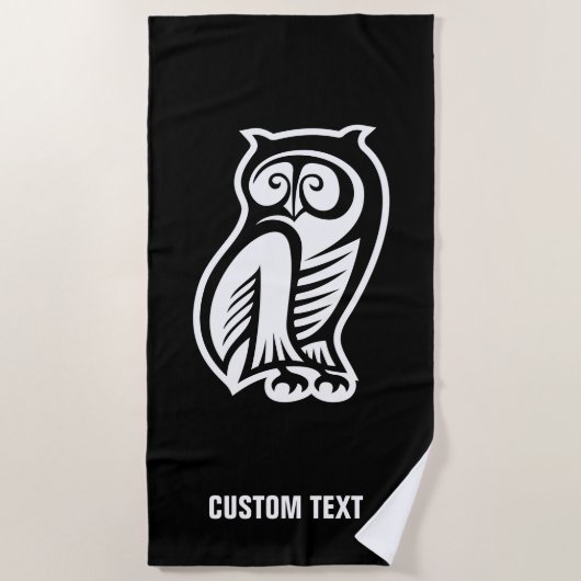 Serviette De Plage Symbole hibou blanc (Devant)