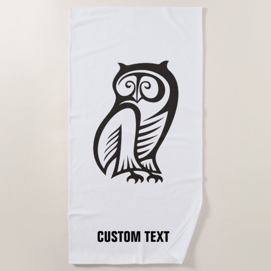 Serviette De Plage Symbole hibou noir (Devant)