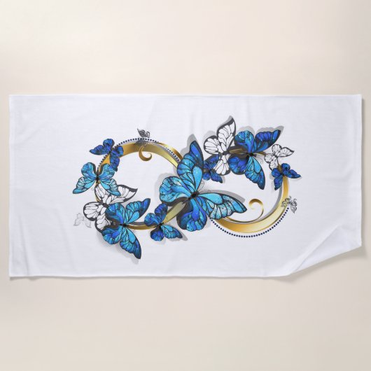 Serviette De Plage Symbole infini de papillons Morpho bleus (Devant)