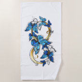 Serviette De Plage Symbole infini de papillons Morpho bleus (Devant)