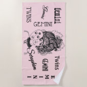 Serviette De Plage Symbole zodiaque Gemini du Théâtre Masqué de la Da (Devant)