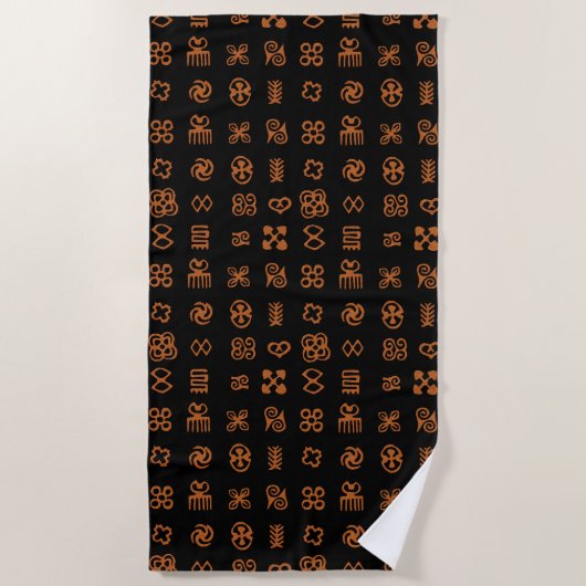 Serviette De Plage Symboles africains Adinkra Design ethnique (Devant)
