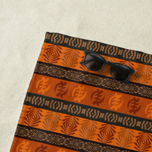 Serviette De Plage Symboles ethniques d'Adinkra d'Africain