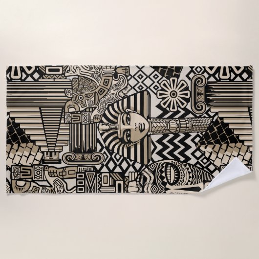 Serviette De Plage Symboles historiques anciens Style de tatouage (Devant)