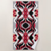 Serviette De Plage Symmetrical Red and Black Abstract Flow Pattern (Devant)