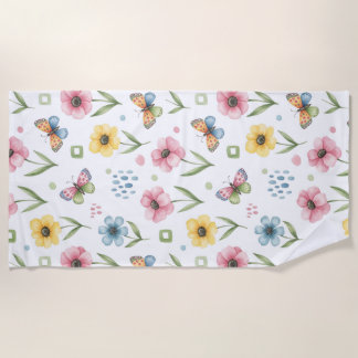 Serviette De Plage Symphonie de fleurs rustiques
