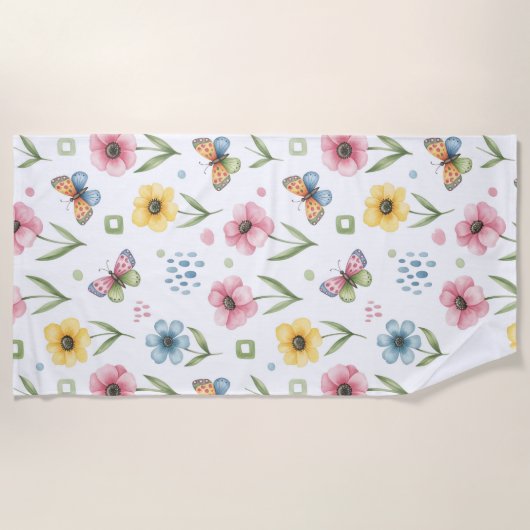 Serviette De Plage Symphonie de fleurs rustiques (Devant)