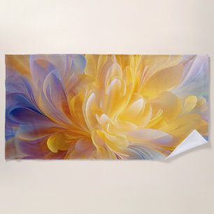 Serviette De Plage Symphonie dorée de pétales abstraits en fleurs