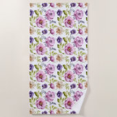 Serviette De Plage Symphonie Royal Bloom Purple Floral Pattern (Devant)