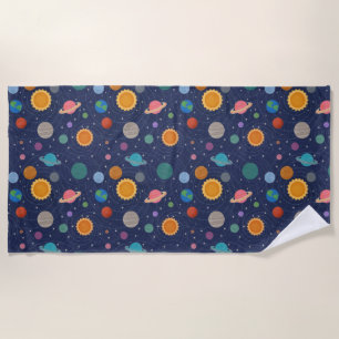 Serviette De Plage Système solaire avec Soleil et Planètes