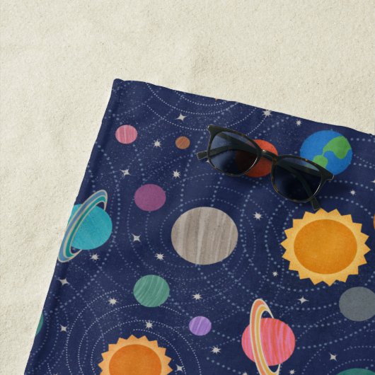 Serviette De Plage Système solaire avec Soleil et Planètes (En situation)