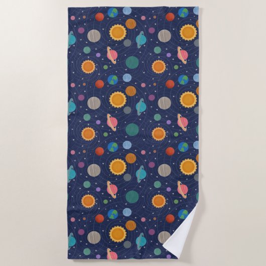 Serviette De Plage Système solaire avec Soleil et Planètes (Devant)