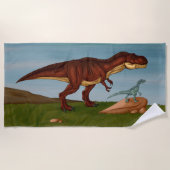 Serviette De Plage T-Rex et Velociraptor (Devant)