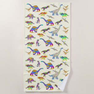 Serviette De Plage T Rex Stégosaure Brontosaure Raptor Art Dinosaure