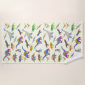 Serviette De Plage T Rex Stegosaurus Brontosaurus Raptor Dinosaur Art (Devant)