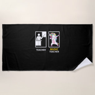 Serviette De Plage T-Shirt Cadeau Professeur de Musique Licorne Dabbi