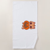 Serviette De Plage T-Shirt Chat Halloween Cute - Deux Chats Kawaii Ho (Devant)