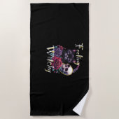 Serviette De Plage T-Shirt classique de chat noir en cuisine (Devant)