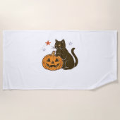 Serviette De Plage T-shirt classique éffrayant pour Halloween Kitty (Devant)