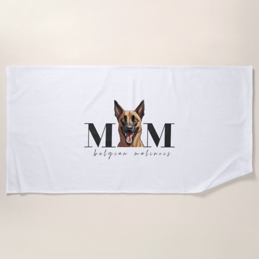 Serviette De Plage T-shirt classique maman chien MALINOIS (Devant)