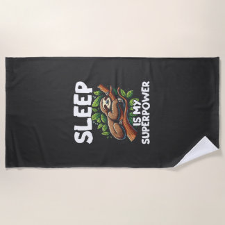Serviette De Plage T-shirt de paresseux superpuissant du sommeil