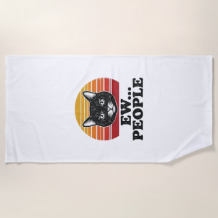 Serviette De Plage T-shirt drôle de chat noir Ew personnes rétro Suns