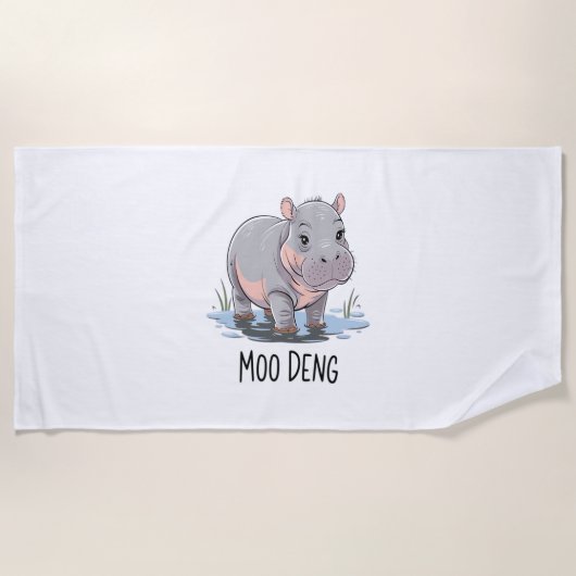 Serviette De Plage T-shirt MOO DENG ALONE DESIGN (Devant)